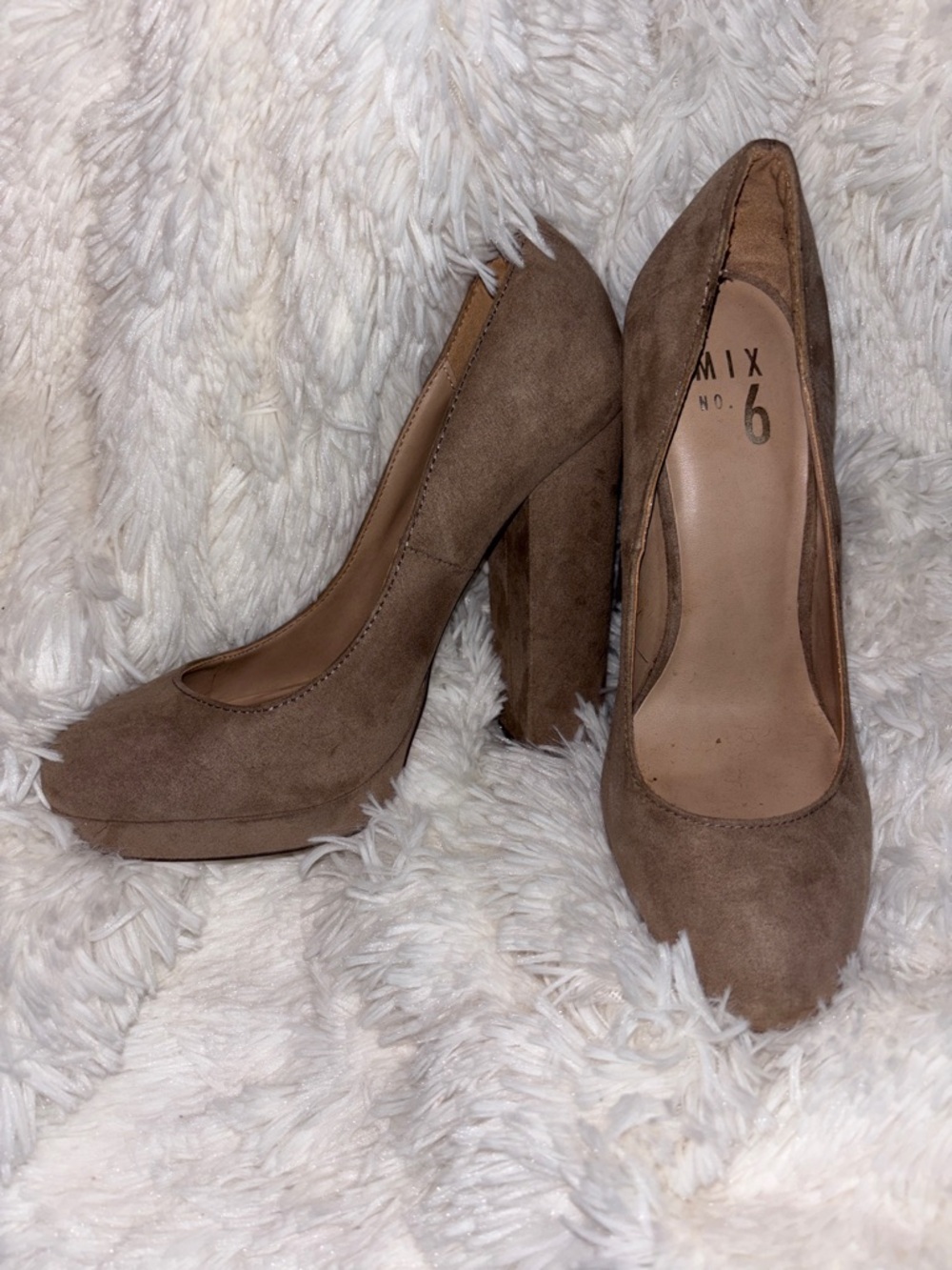 Mix No. 6 Taupe Suede Block Heel Pumps